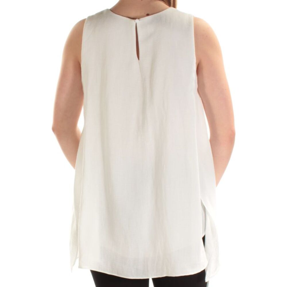 ALFANI Womens Ivory Sleeveless Jewel Neck Top Size: 10 - Picture 4 of 4